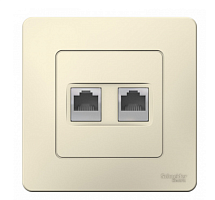 BLANCA Скрытой Установки Розетка двойная: комп.RJ45, категория 5E + телефон. RJ11, МОЛОЧНЫЙ (Schneider Electric) Systeme Electric