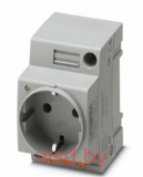 Розетка EO-CF/PT/LED с индикатором, push-in зажимы, монтаж DIN-рейка / прямой, 16A, 250VAC, серая