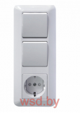 ПРИМА Скрытой установки БЛОК: Розетка с заземлением + Выключатель 1-клавишный + Выключатель 1-клавишный, Белый Schneider Electric