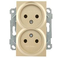 Розетка Mutlusan Rita двойная 2x2P, керамическая, золото доре