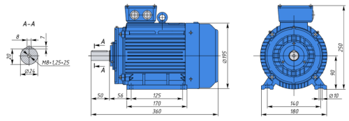 АИР90L4 IE1 2,2кВт 1500об/мин Электродвигатель IM 1081 (лапы) фото 2