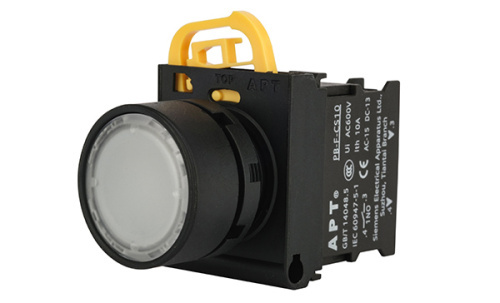 Кнопка плоская APT PB3E, белая, с фиксацией, с подсветкой без LED, 1NO, 6A 230VAC/24VDC, 22mm, IP65