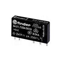 Ультратонкое электромагнитное реле Finder 345170244010, 1CO, 6A(250VAC/30VDC), 24VDC