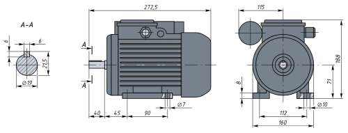 АИРЕ71C2  1.1кВт 3000об/мин Электродвигатель IM 1081 (лапы) фото 2