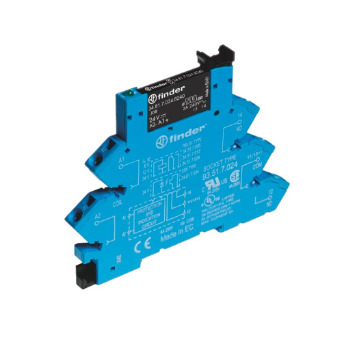 Интерфейсный модуль SSR реле Finder 389170249024, 1NO, 6A(15_24VDC), 24VDC