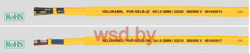 PUR-GELB-JB желтый с внутренней PVC-оболочкой, устойчивый к истиранию, хладагентам, с разметкой метража 5G2.5