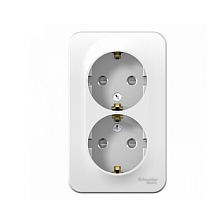BLANCA Открытой Установки РОЗЕТКА двойная с заземлением со шторками, 16А, 250В, БЕЛЫЙ (Schneider Electric) Systeme Electric