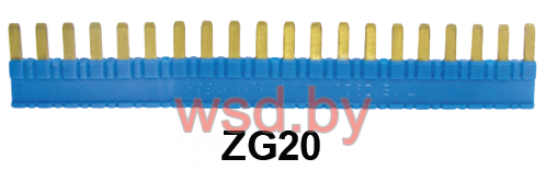 Перемычка гребневая ZG20-1red, 20P, красный, для реле PI6, PIR6W, PIR6WВ. Фото N2