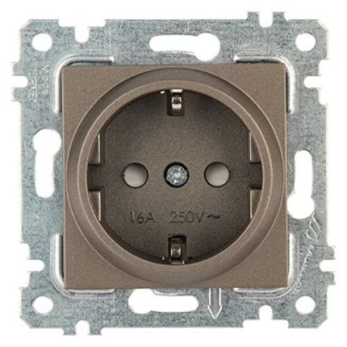 Розетка Mutlusan Rita 2P+E, защ. шторки, антрацит