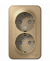 BLANCA Открытой Установки РОЗЕТКА двойная с заземлением со шторками, 16А, 250В, ТИТАН (Schneider Electric) Systeme Electric