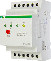 PF-431 Переключатель фаз автоматический, регулируемое время задержки отключения по нижнему порогу напряжения: 1…15 с, с приоритетной фазой, 3 модуля, монтаж на DIN-рейке 3х400/230+N 3х16А  IP20