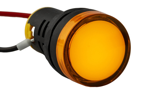 Индикатор светодиодный моноблочный GQELE AD116-22DS, желтый, LED 12VAC/DC, IP65, 22mm фото 2