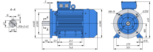 АИР180М6 IE1 18,5кВт 1000об/мин Электродвигатель IM 2081 (комбинированный) фото 2