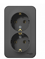 BLANCA Открытой Установки РОЗЕТКА двойная с заземлением без шторок, 16А, 250В, АНТРАЦИТ (Schneider Electric) Systeme Electric