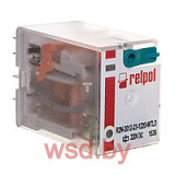Реле R2N-2012-23-1220-WTLD, 2CO, 12A(250VAC), 220VDC, мех. инд., тест-кнопка, LED, выпрям. диод
