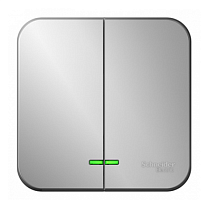 BLANCA Открытой Установки 2-клавишный выключатель с подсветкой с изолированой пластиной, 10А, 250B, АЛЮМИНИЙ (Schneider Electric) Systeme Electric