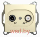 Розетка телевизионная TV-SAT оконечная 1DB Schneider Electric Glossa GSL000297 Бежевый