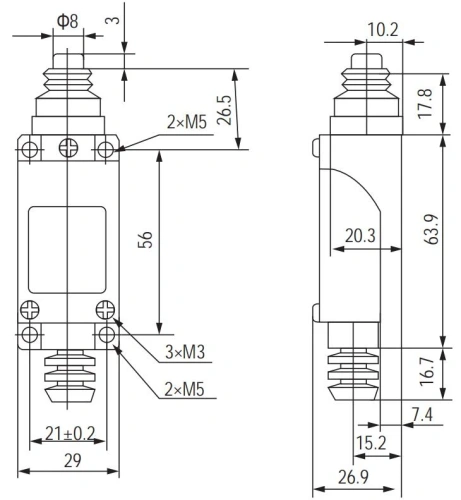 Концевой выключатель TZ-8111 с плунжером прямого давления IP65 HLT фото 2 Концевой выключатель TZ-8111 с плунжером прямого давления IP65 HLT фото 2