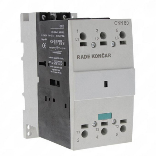 Контактор Rade Koncar CNN 80 00 220/230V 50Hz, 3P, 80A/(95A по AC-1), 37kW(400VAC), 220/230VAC Контактор Rade Koncar CNN 80 00 220/230V 50Hz, 3P, 80A/(95A по AC-1), 37kW(400VAC), 220/230VAC