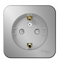 BLANCA Открытой Установки РОЗЕТКА с заземлением со шторками, (КОМПАКТ) с изолированной пластиной 16А, 250В, АЛЮМИНИЙ (Schneider Electric) Systeme Electric