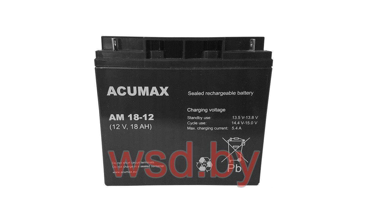 Батарея аккумуляторная Acumax AM18-12, 12V/18Ah, 167x181x77 HxLxW, 5.5kg, 6-9 лет