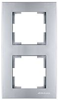 Рамка Mutlusan Rita 2 поста, вертикальный монтаж, нерж. сталь
