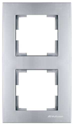 Рамка Mutlusan Rita 2 поста, вертикальный монтаж, нерж. сталь