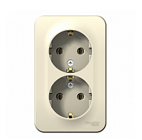 BLANCA Открытой Установки РОЗЕТКА двойная с заземлением без шторок, 16А, 250В, МОЛОЧНЫЙ (Schneider Electric) Systeme Electric