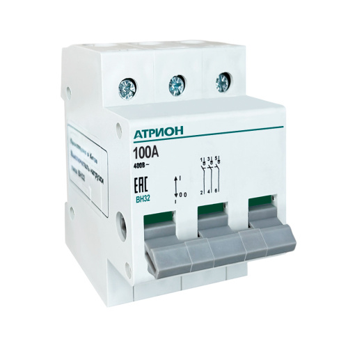 Выключатель нагрузки ВН32, 3Р, 100А АТРИОН Выключатель нагрузки ВН32, 3Р, 100А АТРИОН
