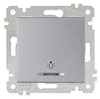 Выключатель Mutlusan Rita кнопочный с подсветкой, символ - лампа, пруж. зажимы, нерж. сталь Выключатель Mutlusan Rita кнопочный с подсветкой, символ - лампа, пруж. зажимы, нерж. сталь