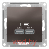 USB Розетка A+A, 5В/2,1 А, 2х5В/1,05 А, механизм, Мокко AtlasDesign Schneider Electric