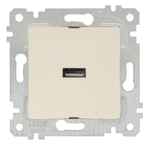 Розетка Mutlusan Rita 1xUSB Type A, слоновая кость