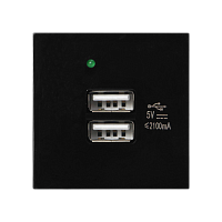 Noen - Розетка 2хUSB Type A, 2М, 5V, 2,1A, черная