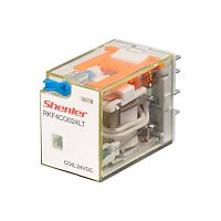 Реле Shenler RKE4CO220LTD1, 4CO, 5A(250VAC/30VDC), 220VDC, мех. индикация, тест-кнопка с блокировкой, диод +A1/-A2, LED