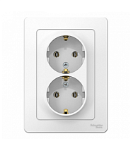 BLANCA Скрытой Установки Розетка двойная с заземлением без шторок, 16А, 250В, БЕЛЫЙ (Schneider Electric) Systeme Electric
