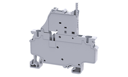 Клемма с держателем предохранителя Connectwell CXF4L6-60V /6x65,4mm, пружинная, 2 присоед., 4(max 6)mm2, 10A, 1000V, LED 110-240V, серая