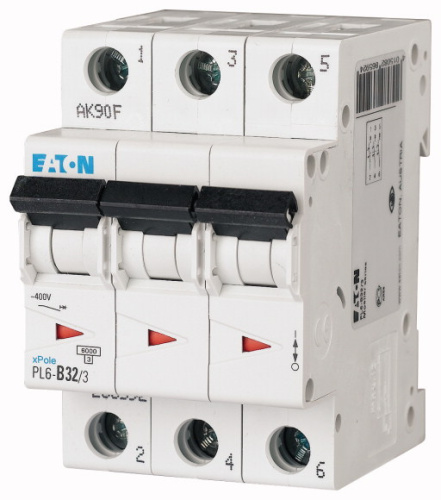 Авт. выключатель EATON PL6-D32/3, 3P, 32A, хар-ка D, 6kA, 3M
