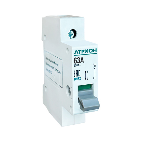 Выключатель нагрузки ВН32, 1Р, 63А АТРИОН Выключатель нагрузки ВН32, 1Р, 63А АТРИОН