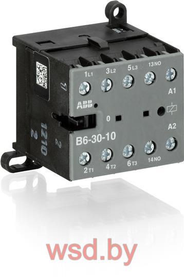 Мини-контактор B6-30-01-01, 24VAC, Uк=24VAC, 9А (20A по AC-1), 1NC вспомогательный контакт. Фото N2