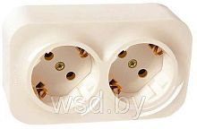 Legrand Quteo - Розетка 2x2P+E немецкий стандарт со шторками, с предварительным подключением (Слоновая кость ) Открытая установка