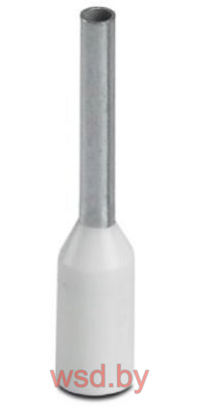 Кабельный наконечник AI 0,5 - 8 WH изолированный, сечение 0,5mm2, длина 8mm, белый (упак. 100шт.). Фото N2