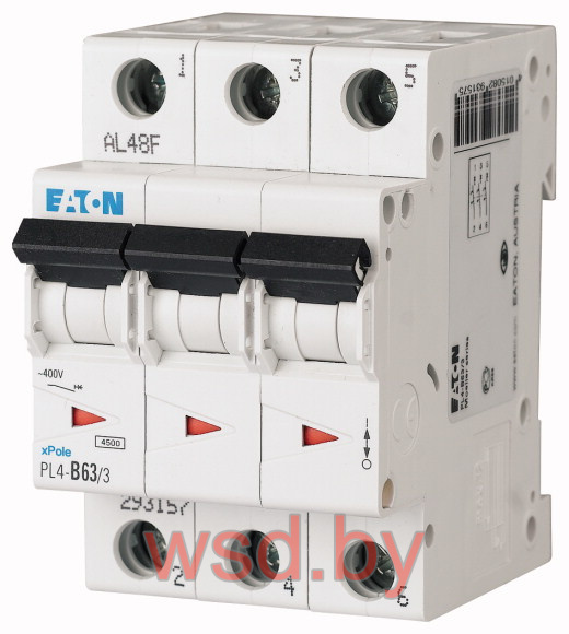 Автоматический выключатель PL4 3P 10А, С, 4.5кА, 3M, EATON