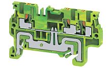 Клемма защитного проводника Connectwell CPG1.5/3 /3,5x56,1mm, push-in, 3 присоед., 1,5(max 2,5)mm2, желто-зеленая