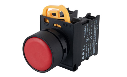 Кнопка плоская APT PB3E, красная, без фиксации, без подсветки, 1NO, 6A 230VAC/24VDC, 22mm, IP65 Кнопка плоская APT PB3E, красная, без фиксации, без подсветки, 1NO, 6A 230VAC/24VDC, 22mm, IP65