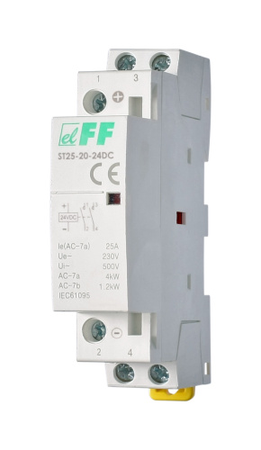 Контактор модульный Евроавтоматика F&F ST25-20-24, DC, 2NO, 1.2 Вт, 2М Контактор модульный Евроавтоматика F&F ST25-20-24, DC, 2NO, 1.2 Вт, 2М