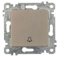 Выключатель Mutlusan Rita кнопочный, символ - звонок, пруж. зажимы, антрацит