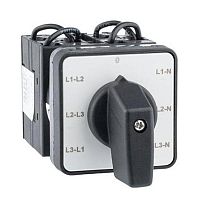 Переключатель вольтметра Kripal  UKT0-3-8007/E, 20A, тип LL-0-LN (линейное-0-фазное), на дверь, фронт IP65