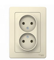 BLANCA Скрытой Установки Розетка двойная без заземления без штор., 16А, 250В, МОЛОЧНЫЙ (Schneider Electric) Systeme Electric