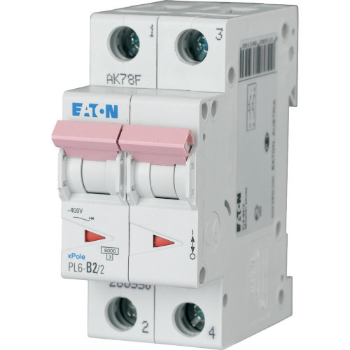 Авт. выключатель EATON PL6-D16/2, 2P, 16A, хар-ка D, 6kA, 2M