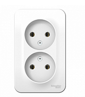 BLANCA Открытой Установки РОЗЕТКА двойная без заземления без шторок, 16А, 250В, БЕЛЫЙ (Schneider Electric) Systeme Electric